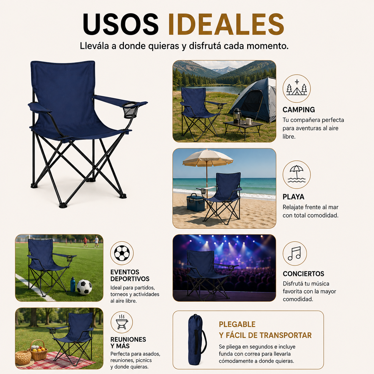 Sillas plegables (Compra 1, llevas 2)