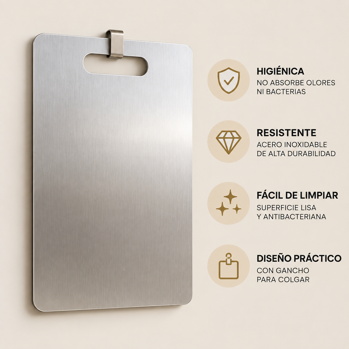 Tabla de Cortar Acero Inoxidable Bazarly - 35 x 24 cm