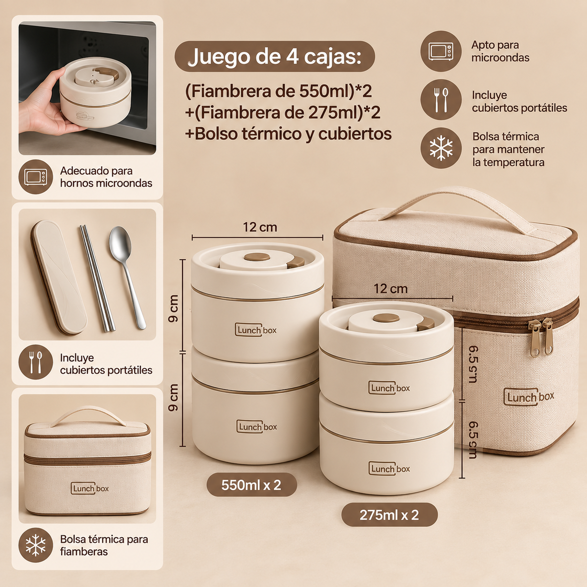 Lonchera Termica Hermetica - 4 en 1