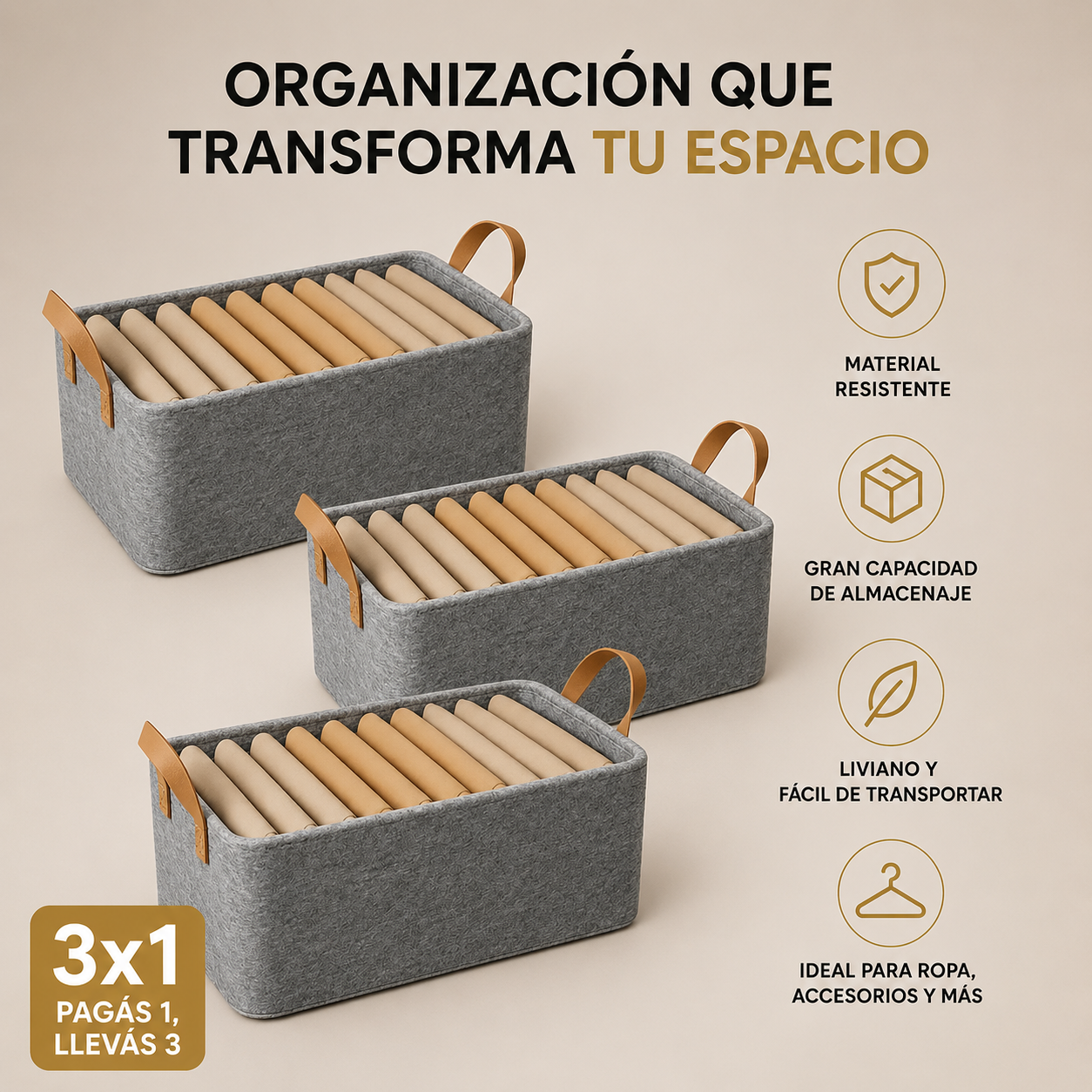 Organizadores de Ropa Plegables (Comprá 1 y lleváte 3)