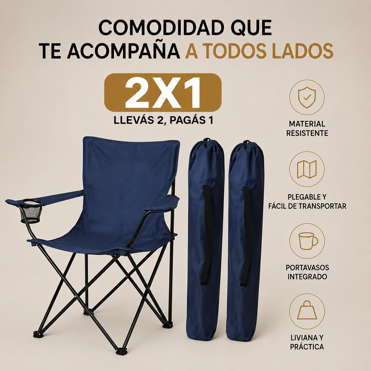 Sillas plegables (Compra 1, llevas 2)